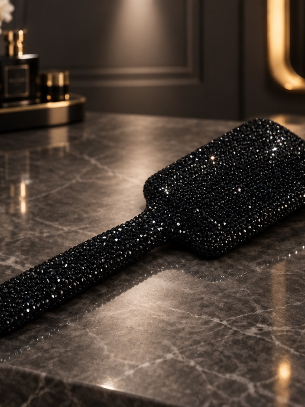 Black Crystal-Embellished Paddle Brush